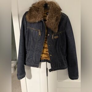 D&G Blue Denim Jacket with Faux Fur Accent